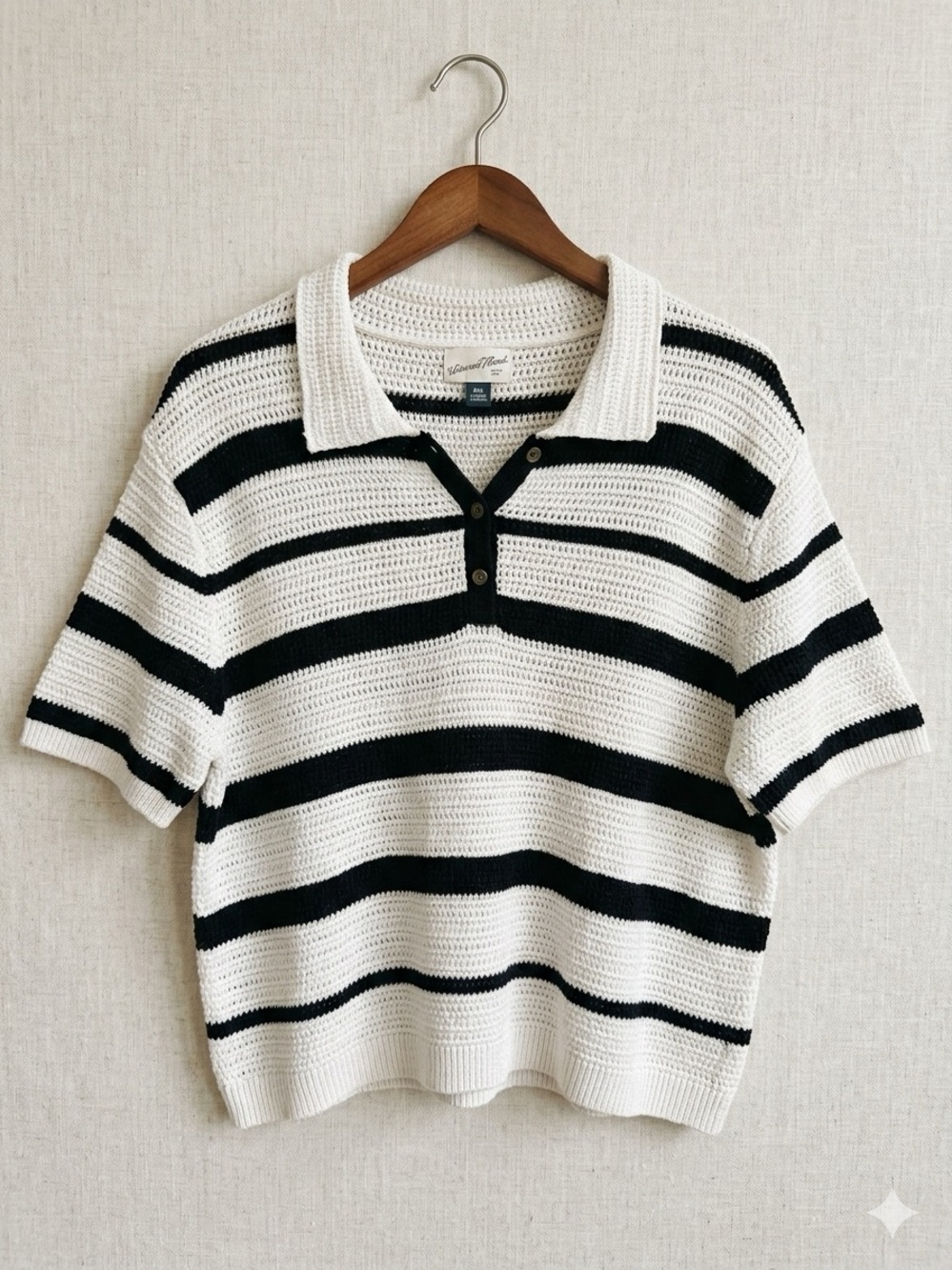 Universal Thread Classic Coastal Striped Knit Polo - Black & White XXL 🖤 🤍